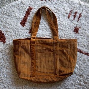 Zara Corduroy Shopper Bag Russet Orange